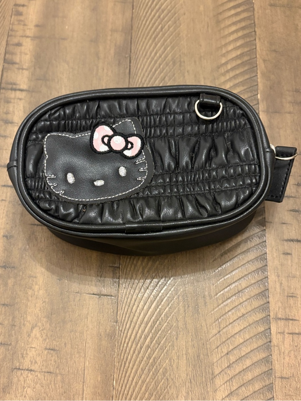 Hello Kitty Black Quilted Cosmetic Pouch with Pink Bow